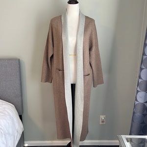 Lulu’s Tan/Gray Sweater Coat Duster Size S